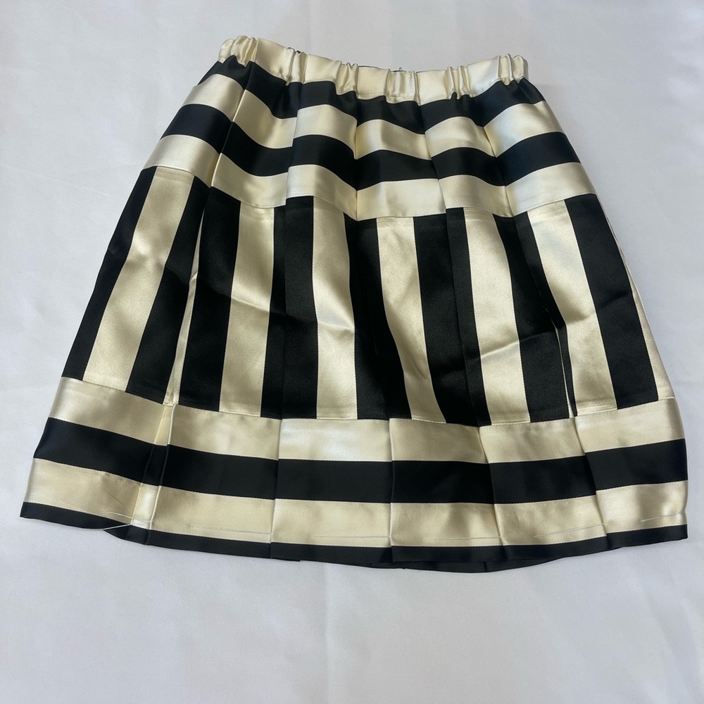 Crewcuts Girls Black & Cream Striped Pleated Skirt Size 12